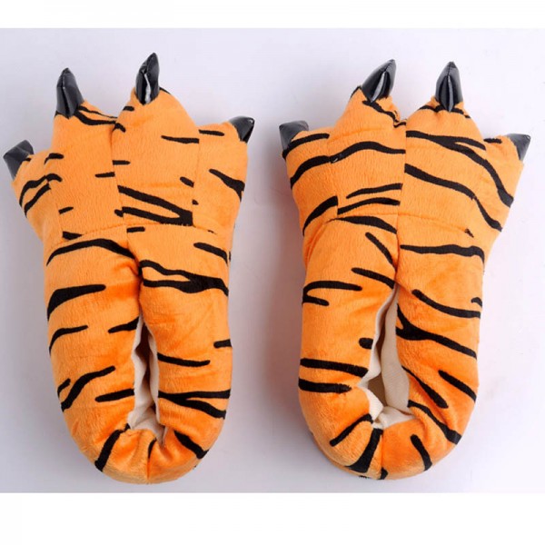 Tiger Pattern Unisex Plush Paw Claw House Slippers Animal Costume Shoes