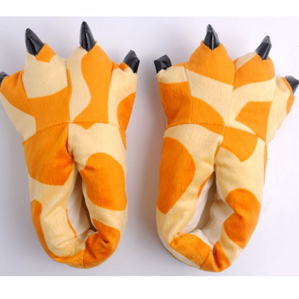 Giraffe Pattern Unisex Plush Paw Claw House Slippers Animal Deer Patern Costume Shoes