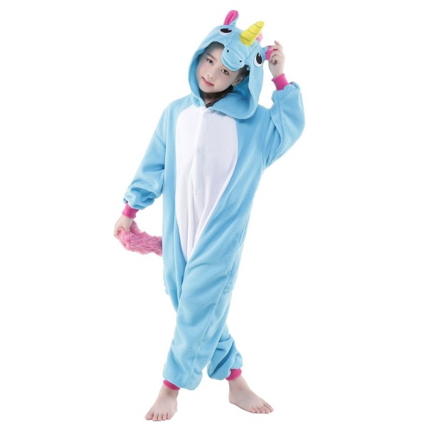 Blue Unicorn Onesie for Kid Animal Kigurumi Pajama Halloween Costumes