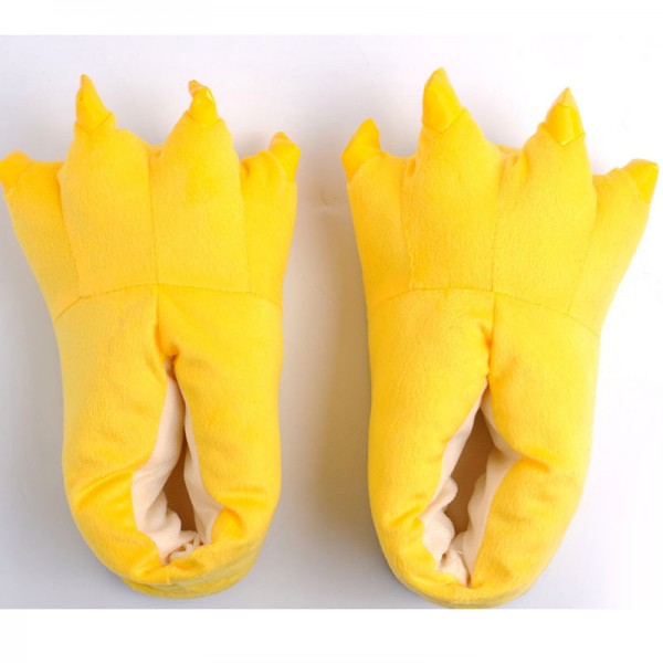 Yellow Unisex Plush Paw Claw House Slippers Animal Costume Shoes