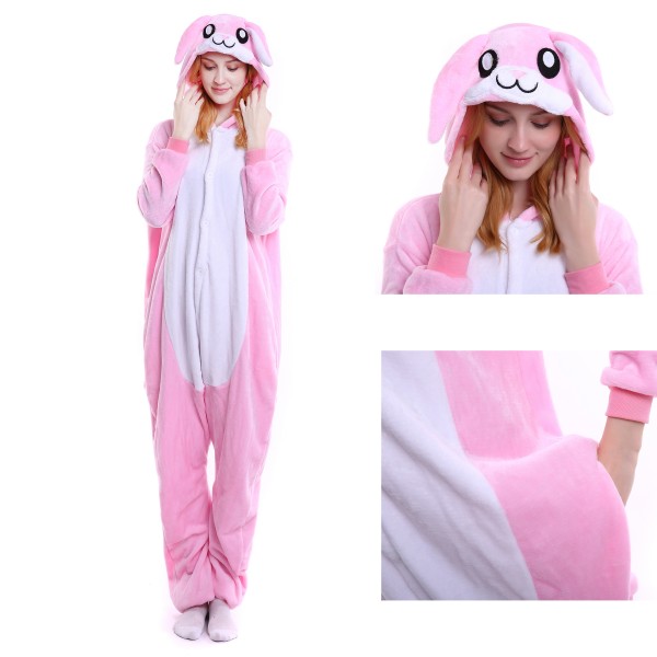 Pink Rabbit Onesie for Adult Animal Kigurumi Pajama Party Costumes