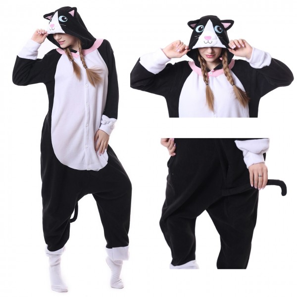 Black Cat Onesie Animal Kigurumi Pajama Women & Men Halloween Carnival Costumes