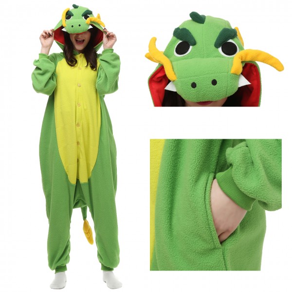 Green Dragon Onesie for Adult Animal Pajamas Party Costumes