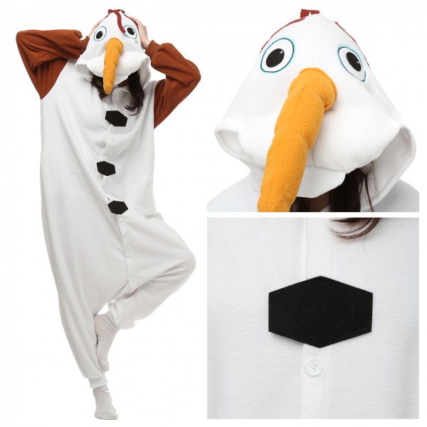 Olaf Onesie Kigurumi Pajama for Adult Party Halloween Frozen Costumes