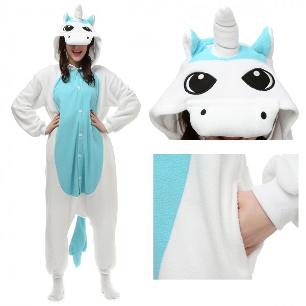 Blue Pegasus Onesie Animal Kigurumi Pajama for Adult Halloween Costumes 
