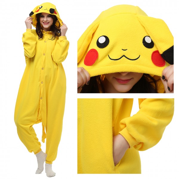 Pikachu Onesie Unisex Women & Men Kigurumi Pajama Pokemon Halloween Costumes