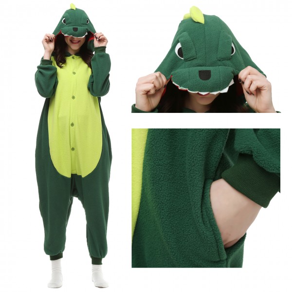 Green Dinosaur Onesie Animal Pajamas for Adult Kigurumi Party Costumes