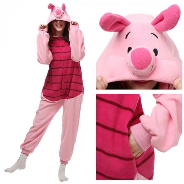 Winnie the Pooh Piglet Onesie Unisex Women & Men Kigurumi Animal Pajama Party Costumes