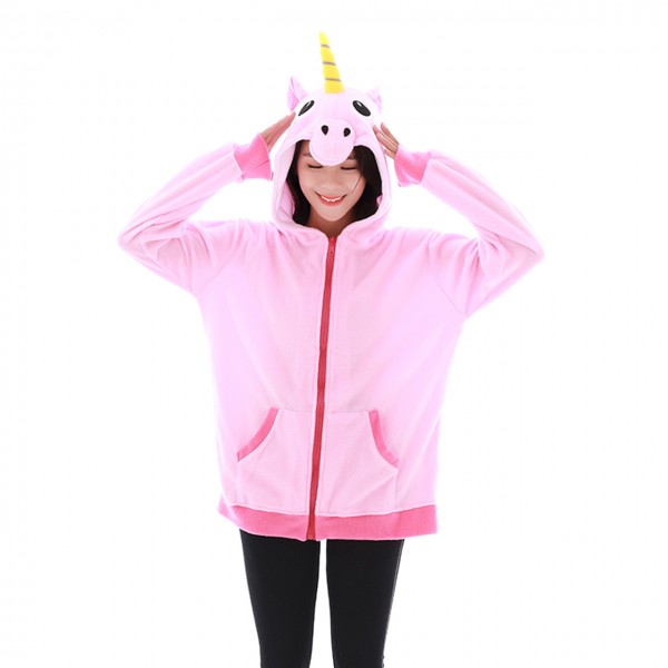 Pink Unicorn Hoodie Unisex Women & Men Animal Kigurumi Coat Jacket