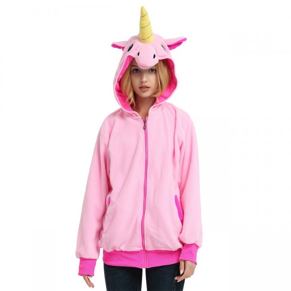 Pink Unicorn Hoodie for Adult Animal Kigurumi Coat Jacket