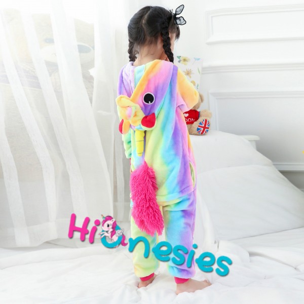 Children Animal Unicorn Multi-Color Rainbow Purple Cosplay Costume Pajamas Onesies Sleepwear 