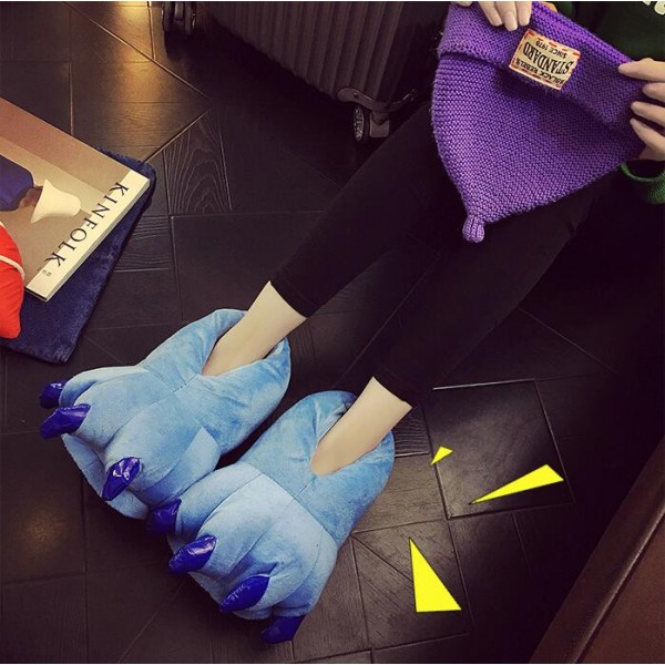 Blue Unisex Plush Paw Claw House Slippers Animal Costume Shoes