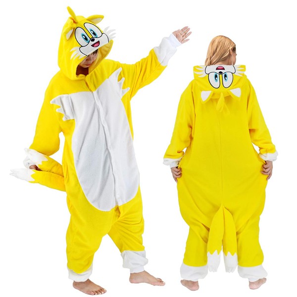 Tails Sonic Costume Onesie Halloween Outfit Party Wear Pajamas