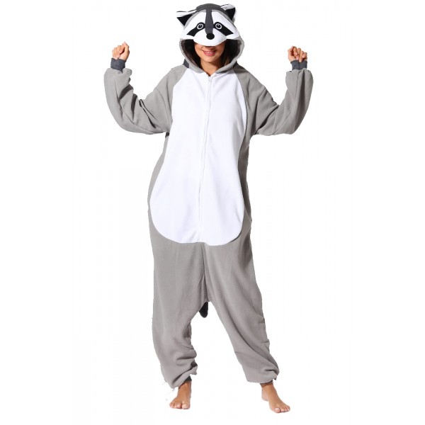 Gray Raccoon Onesie Costume Halloween Outfit for Adult & Teens