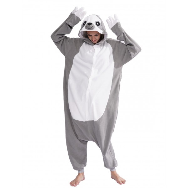 Grey Sloth Onesie Costume Halloween Outfit for Adult & Teens